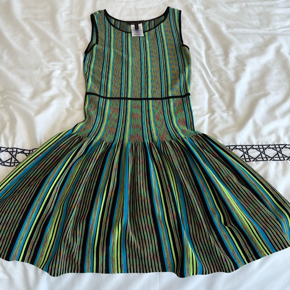 BCBGMAXAZRIA Multicolor Pleated Fit & Flare Dress - Size M